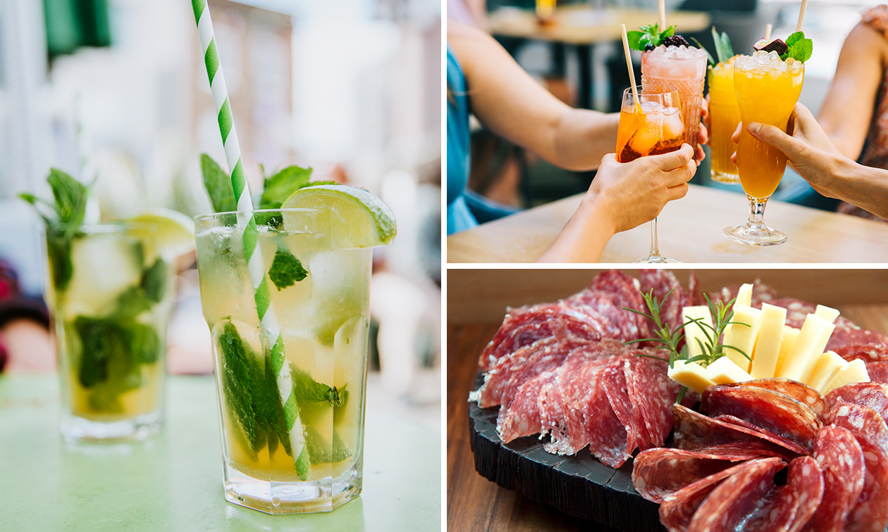 2 cocktails naar keuze + portie kaas en salami