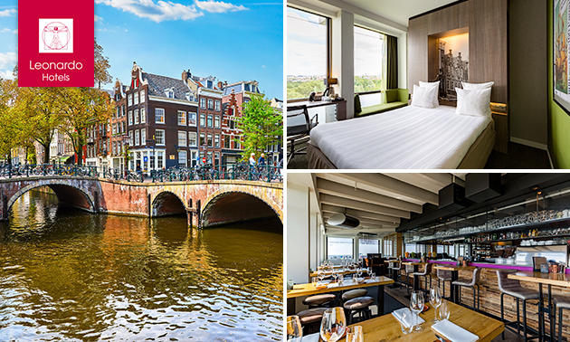 Luxe overnachting voor 2 + ontbijt + late check-out in A'dam