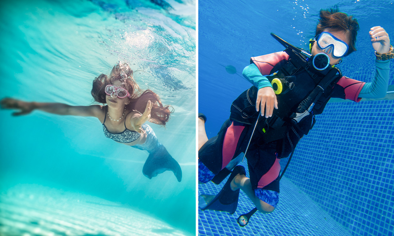 Introductieduik (3,5 uur) voor freediving, Scuba, full face mask of try mermaid
