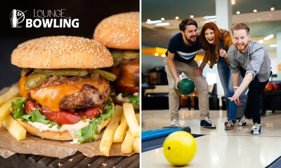 2 Bowling-Spiele + Leihschuhe + Burger nach Wahl