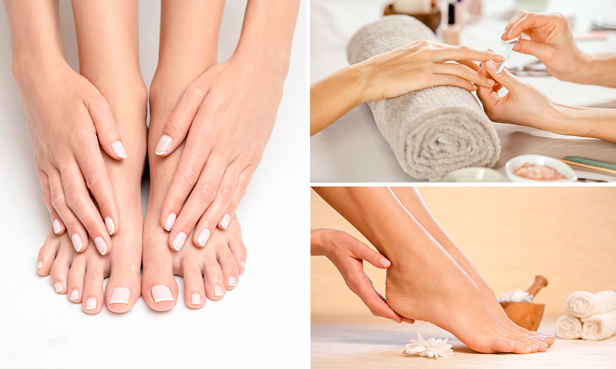 Manicurebehandeling met rubber base of pedicurebehandeling naar keuze