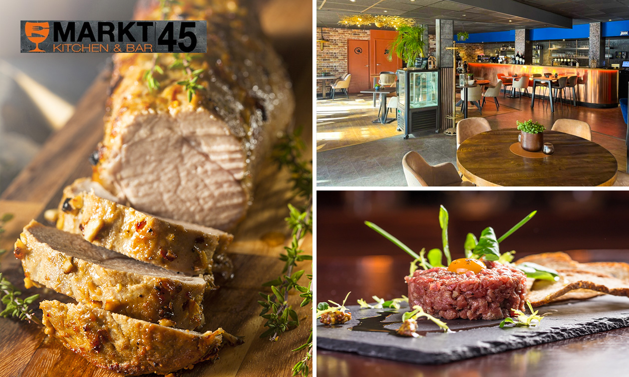 2-gangendiner à la carte + brood bij Markt 45