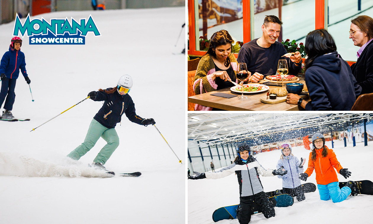 Avondticket incl. materialen + 3-gangendiner bij Montana Snowcenter