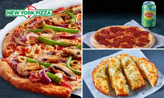Pizza (25 cm) naar keuze + bijgerecht of fris voor afhaal bij New York Pizza