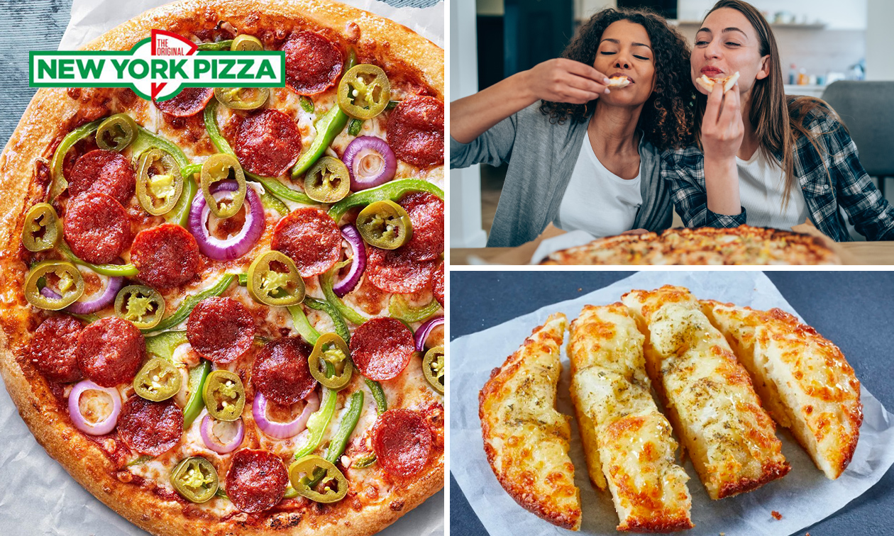New York Pizza Paterswoldseweg, Pizza (25 cm) naar keuze + garlic bread bij New York Pizza