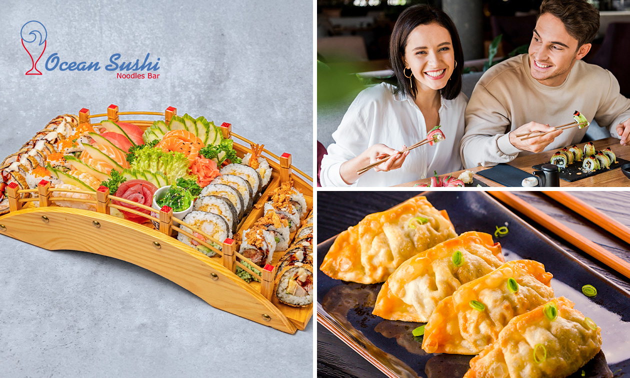 Dine-in: sushiboot + loempia- en gyozamix voor 2 bij Ocean Sushi Gent