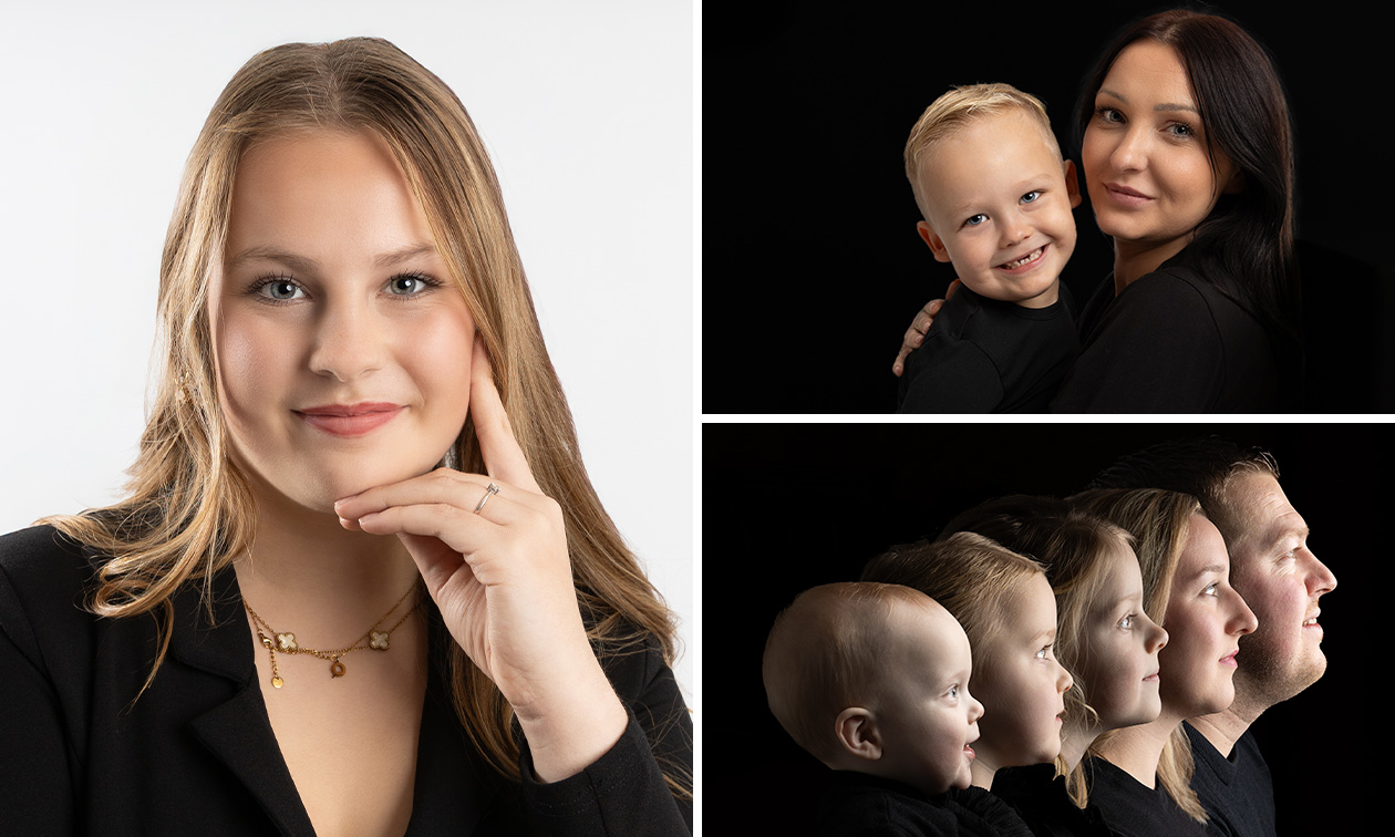 Fotoshoot (1 tot 5 personen) in studio of op locatie + 5 digitale foto's