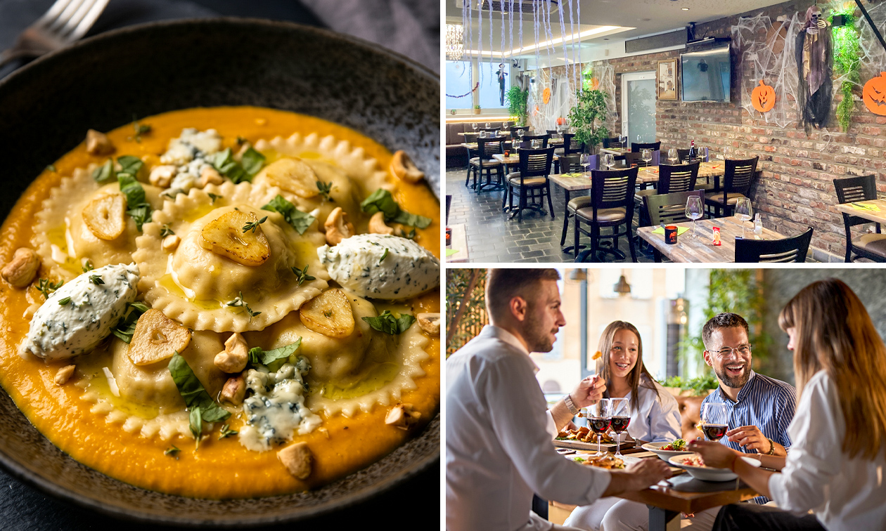 Dîner en 2 ou 3 services à la carte ou dîner d'Halloween à la Pizzeria Bambino Dîner en 2 ou 3 services à la carte ou dîner d'Halloween à la Pizzeria Bambino