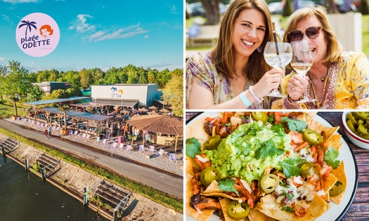 Fles wijn of Martini Bellini + nachoschotel voor 2 bij Plage Odette