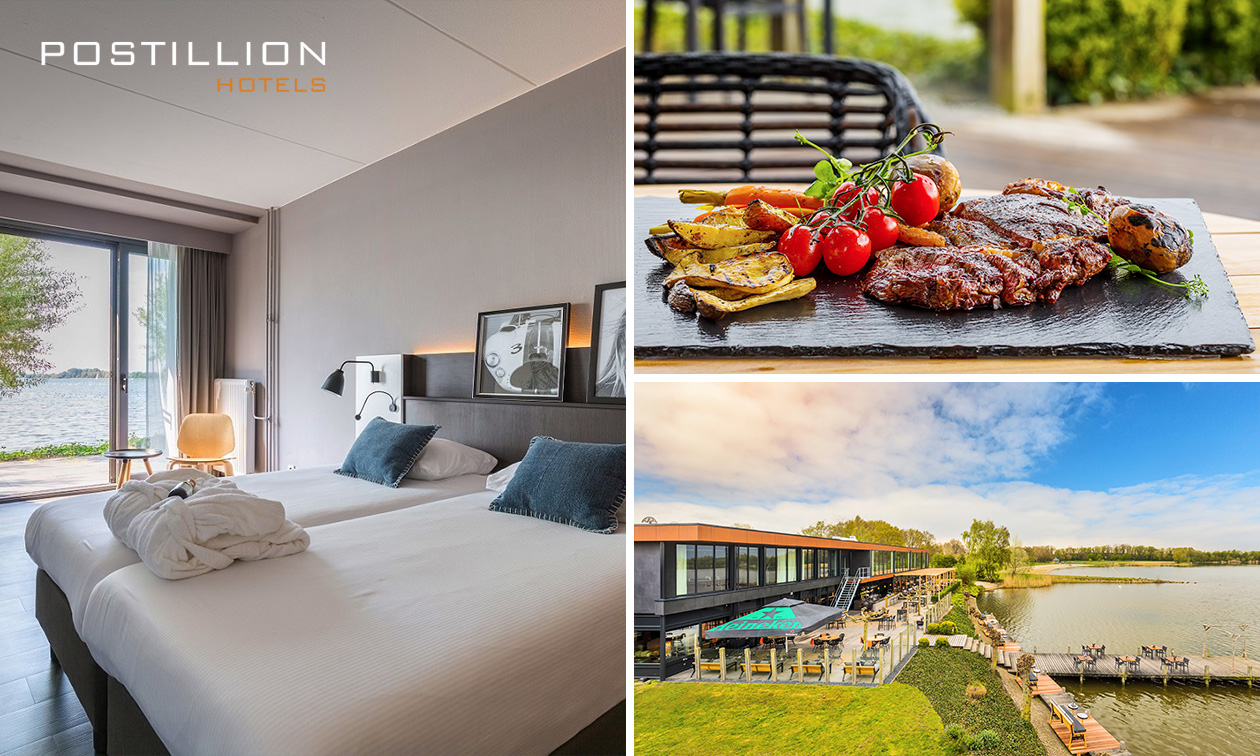 Overnachting voor 2 + ontbijt + 3-gangendiner of dagentree spa aan het Veluwemeer