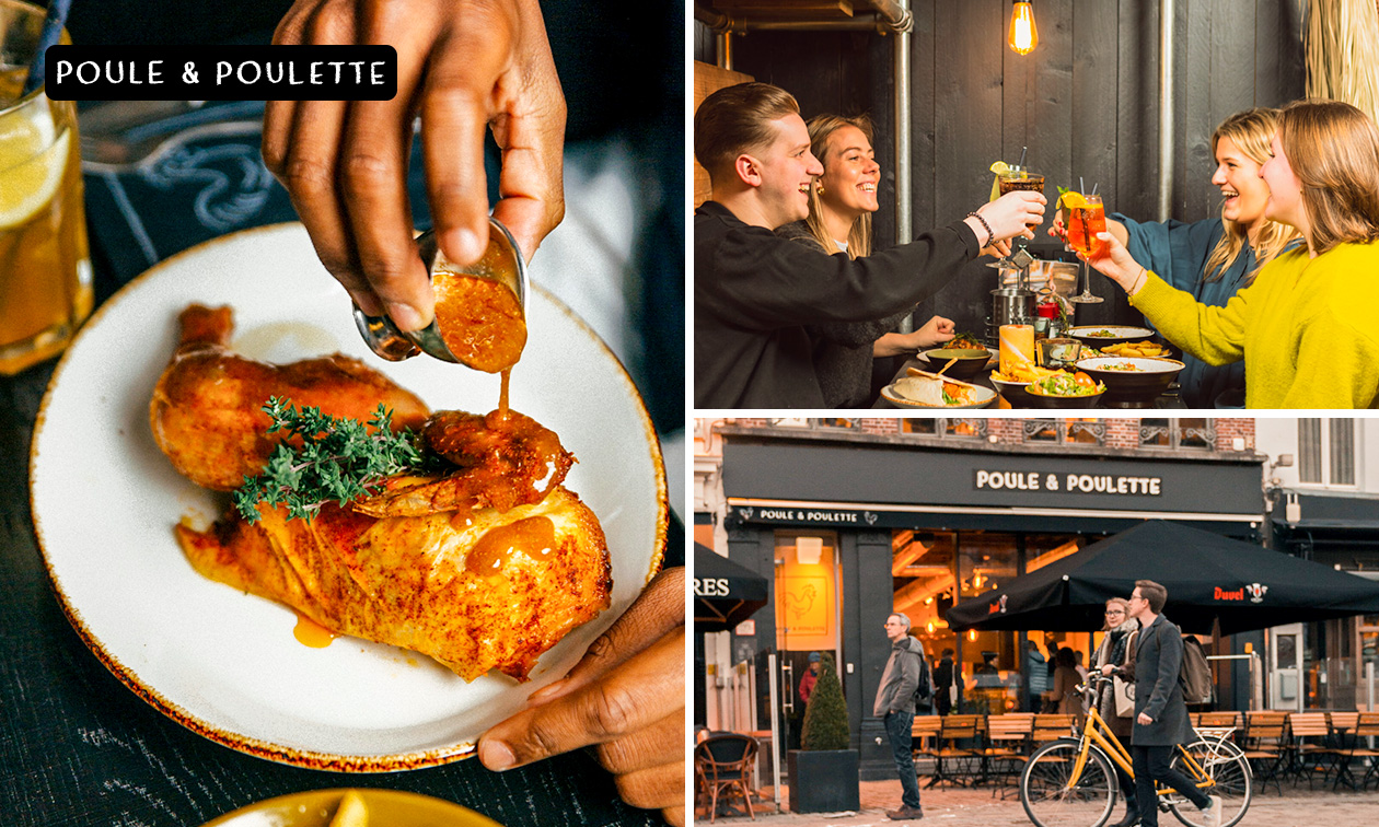 2-gangen keuzediner of -lunch + 1 bijgerecht bij Poule & Poulette in hartje Gent