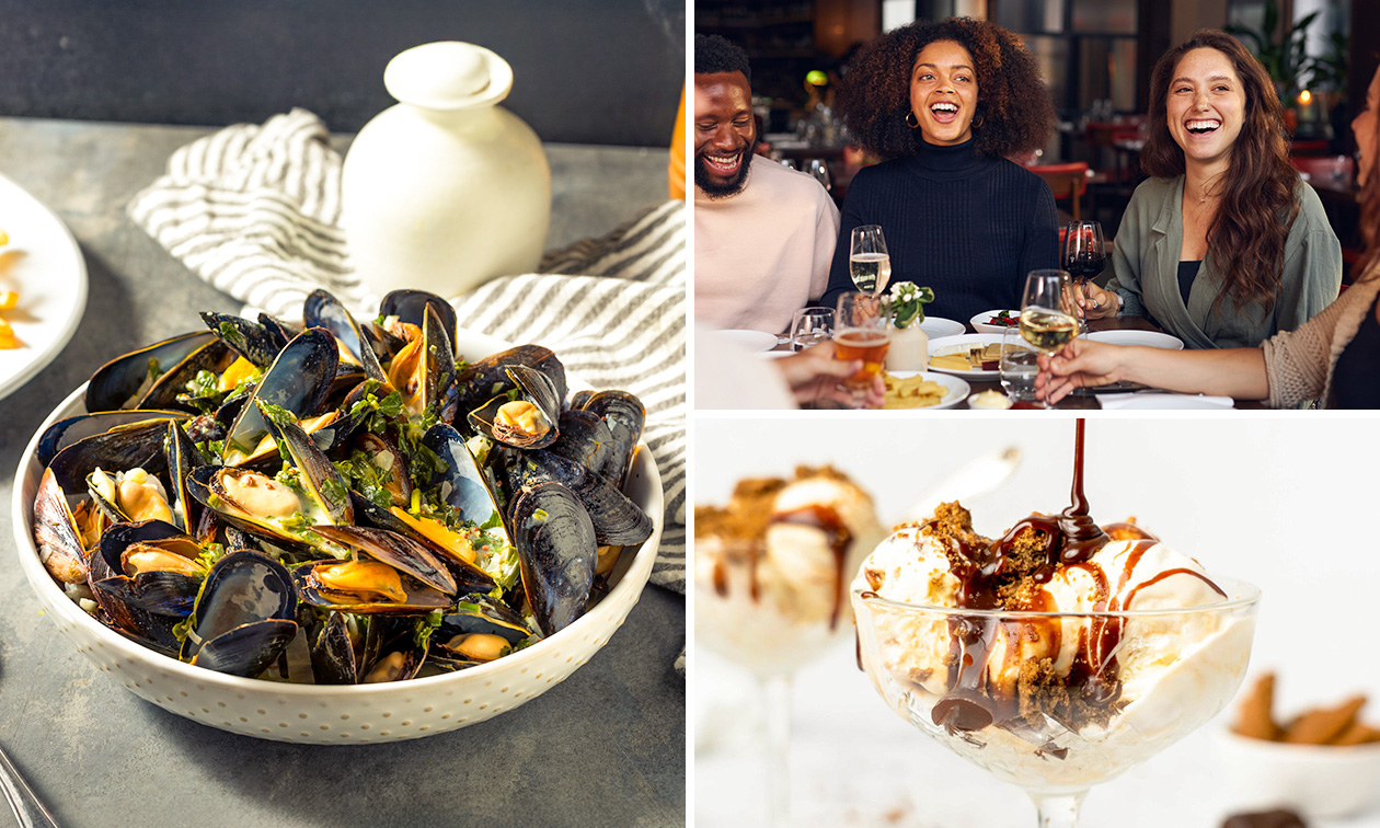 2-gangen mosseldiner + glas wijn in Blankenberge