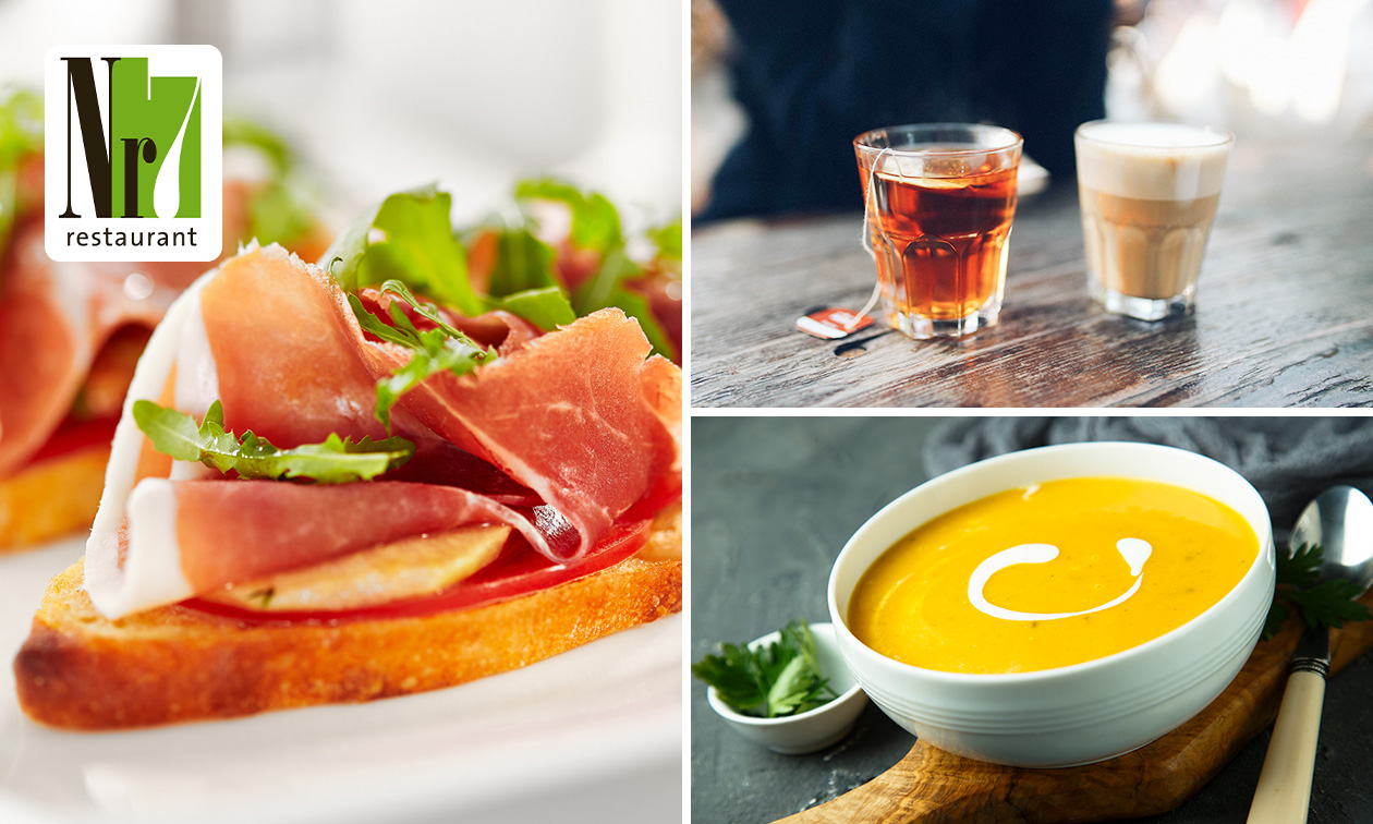 3-gangenlunch + warme drank naar keuze bij Restaurant Nr7 3-gangenlunch + warme drank naar keuze bij Restaurant Nr7