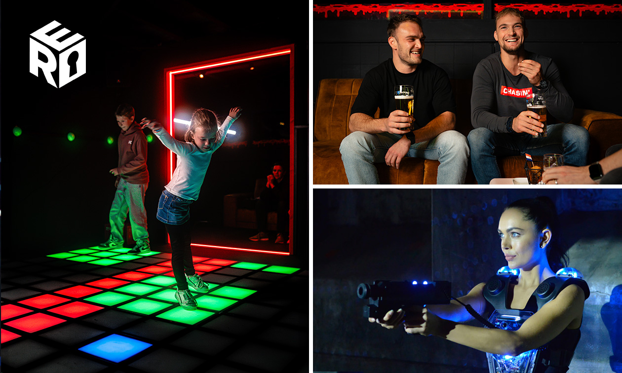 'De vloer is lava'-spel + lasergamen + mini-snacks bij Room Experience