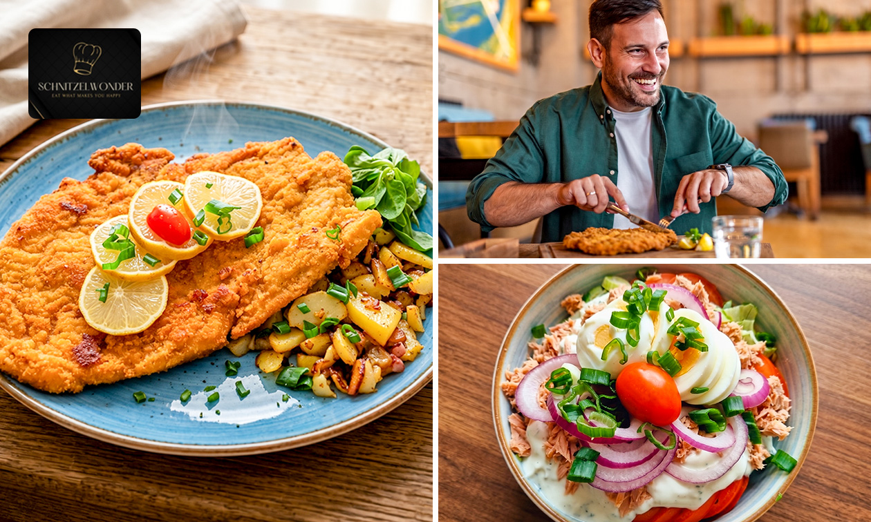 3-Gänge-Schnitzel- oder XXL-Schnitzel-Menü nach Wahl