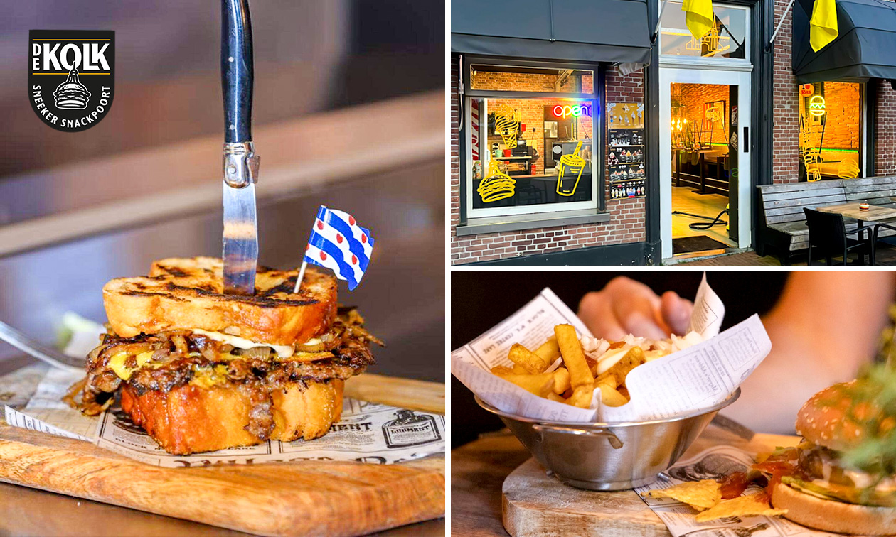 Burgermenu met friet + saus + milkshake of friet + saus + snack bij Snackpoort De Kolk