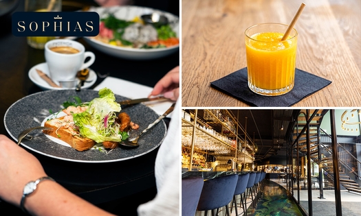 Keuzelunch + warme drank + verse jus d'orange bij Sophias