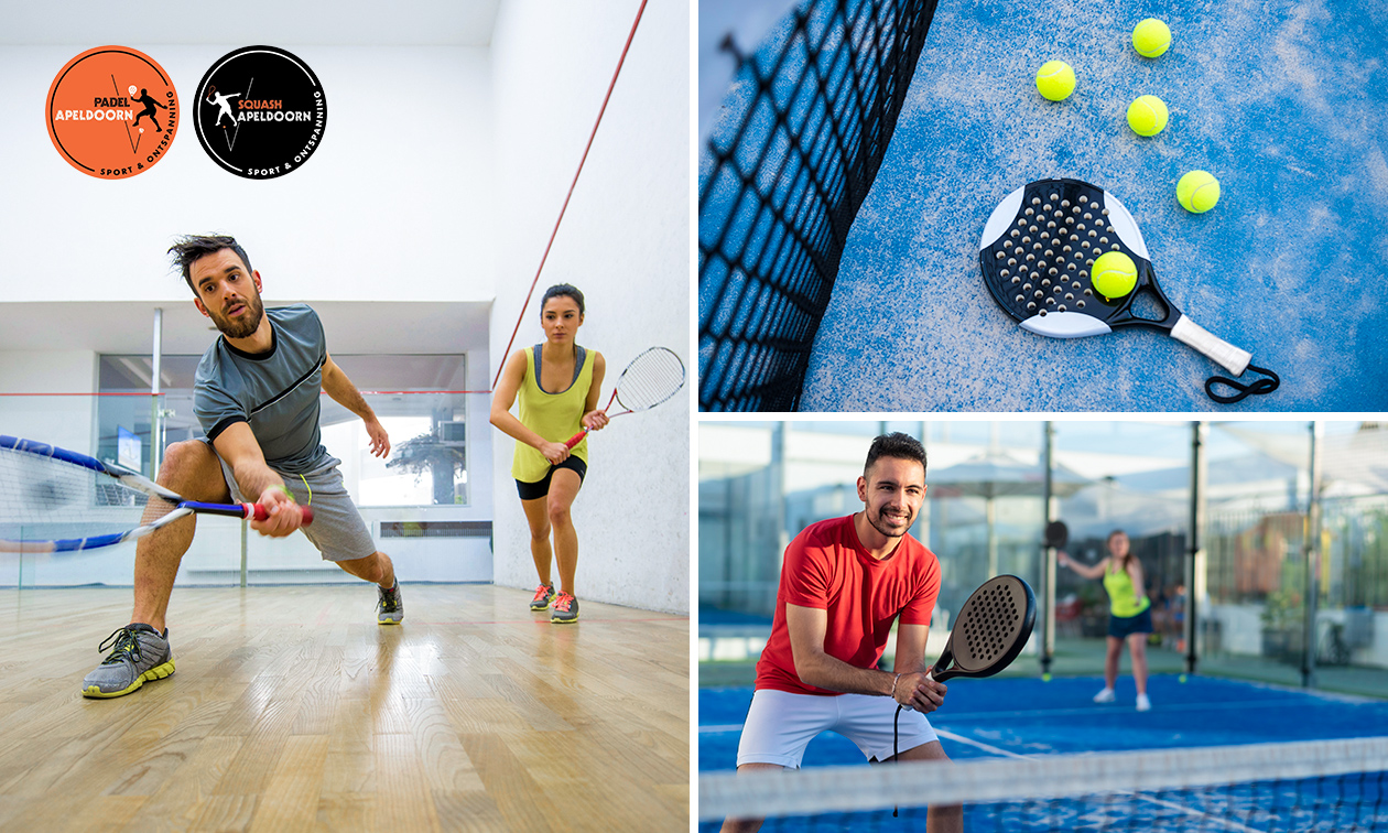 Huur squashbaan (45 min) of padelbaan (1 uur)