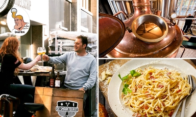 Rondleiding brouwerij + spaghetti + 2 bieren + bierpakket in hartje Oostende