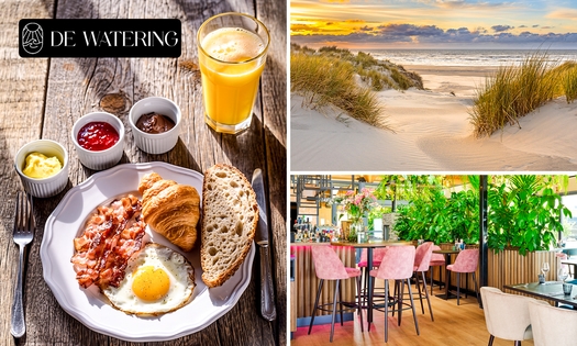 Ontbijt + jus d'orange aan het strand bij Strandpaviljoen de Watering