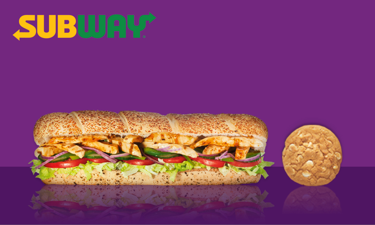 Broodje (30 cm) + cookie om af te halen bij Subway