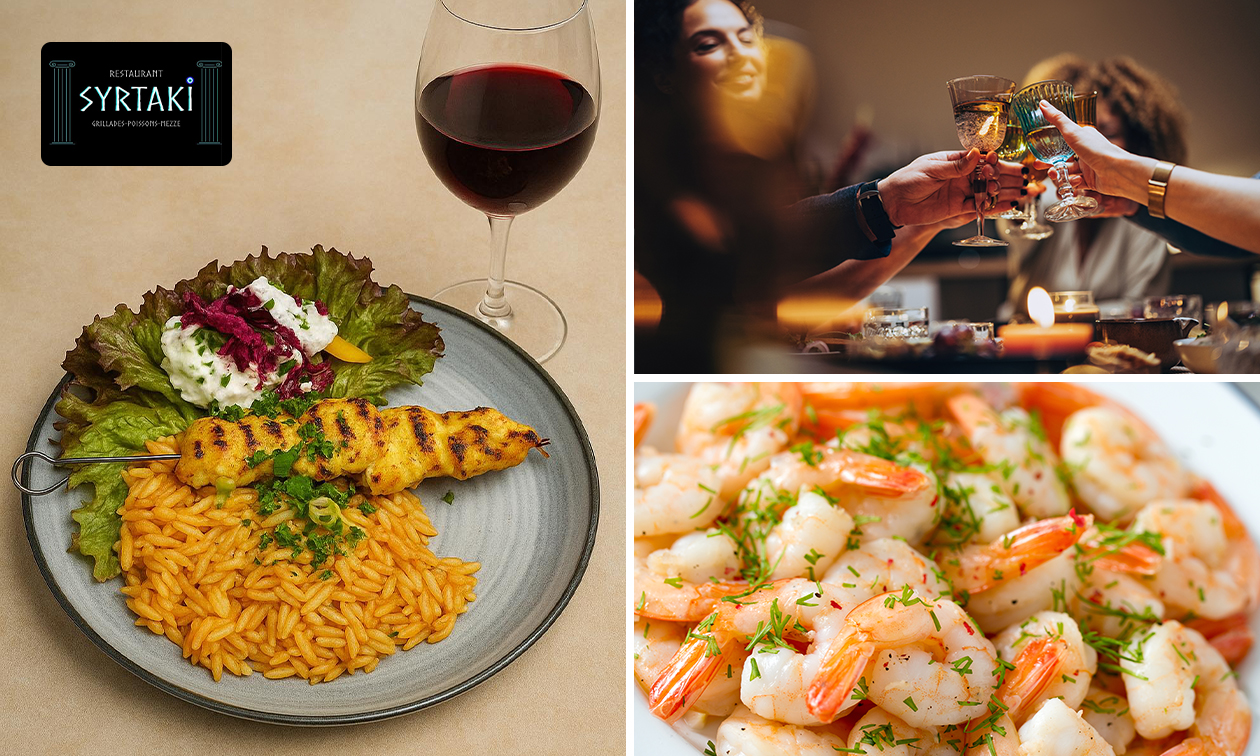 Menu grec en 2 ou 3 services à la carte au Syrtaki