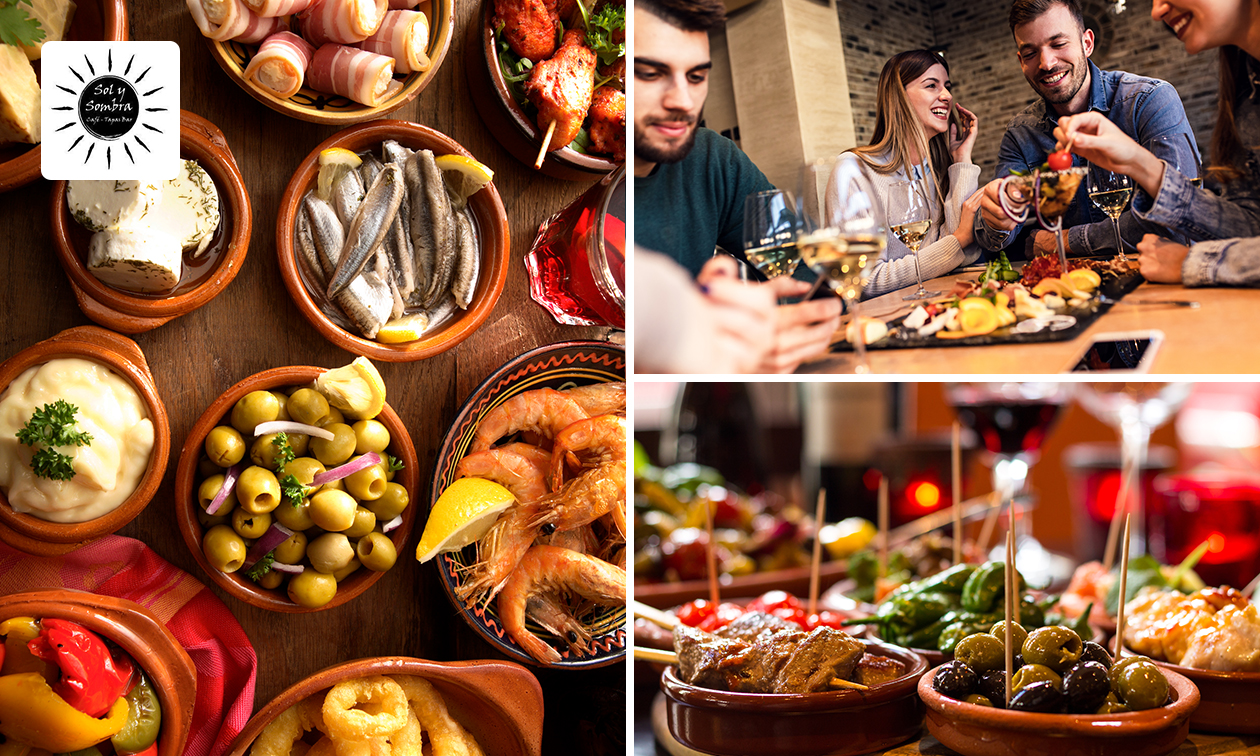 Spaanse 4- of 5-gangen shared tapaslunch of -diner bij Tapasbar Sol y Sombra