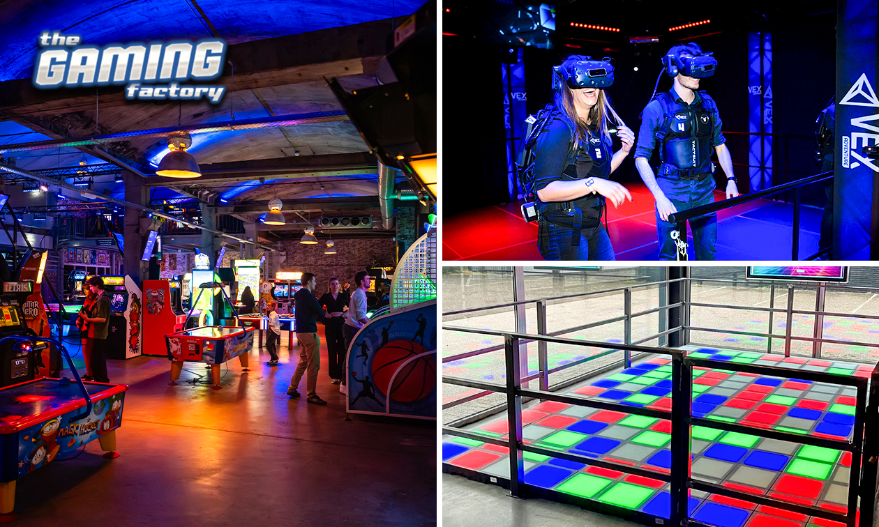 Onbeperkt gamen (2 uur) + VR-games (30 of 60 min) en/of Pixel Play Floor (30 of 60 min)