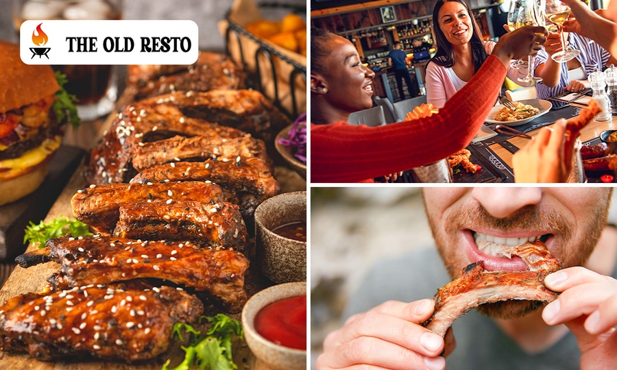 Ribbetjes à volonté + nagerecht + koffie bij The Old Resto