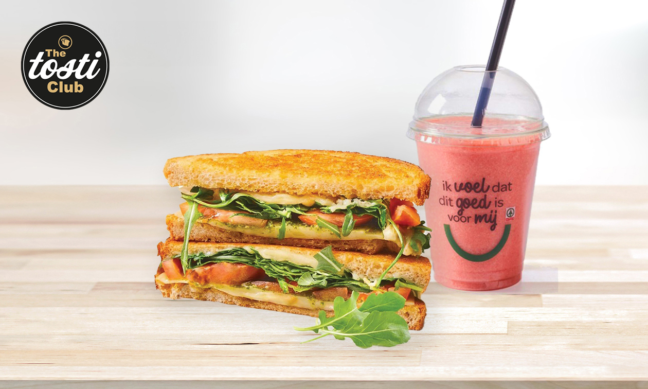 Tosti + warme drank of smoothie naar keuze bij The Tosti Club