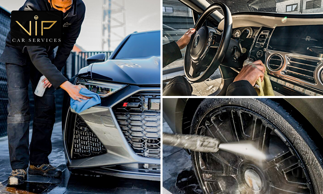 VIP-autoreiniging (ca. 1,5 uur) + wet protector of waxbehandeling