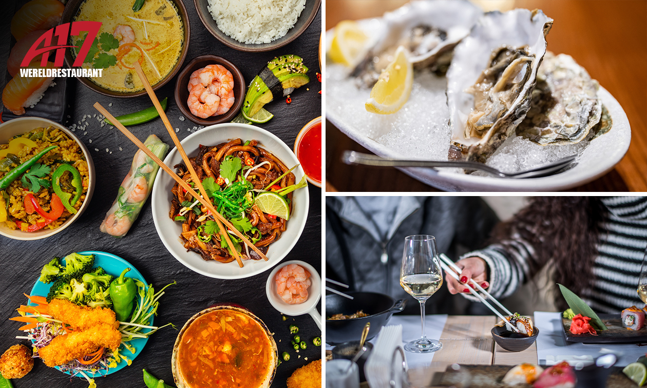 All-You-Can-Eat & Drink (3 uur) bij Wereldrestaurant A17 All-You-Can-Eat & Drink (3 uur) bij Wereldrestaurant A17